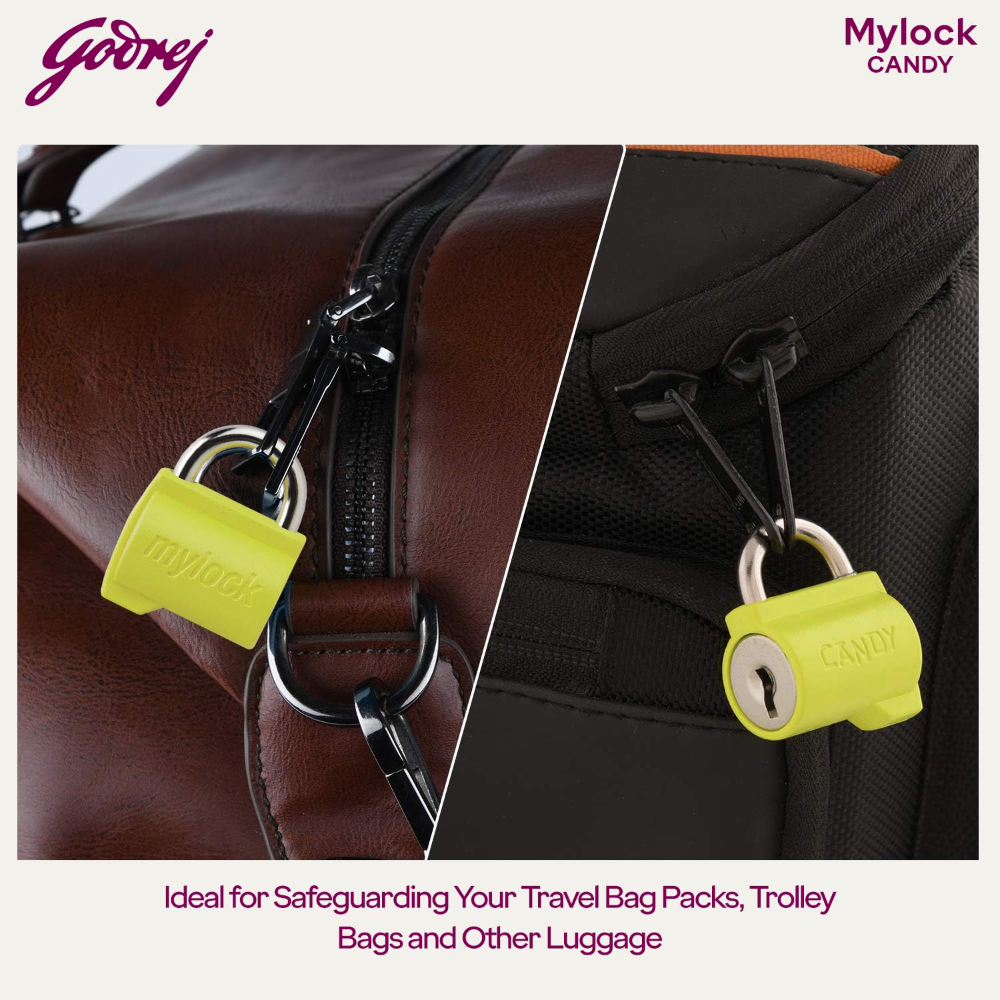 Godrej Locks I MyLock Candy Catus Green Pack of 4 | Common Keys | Self-Locking Padlock | Rust Resistant | ABS Body | Travel Lock | CPU and Bag Lock | Tamper-Proof | 1 Year Warranty I 9618